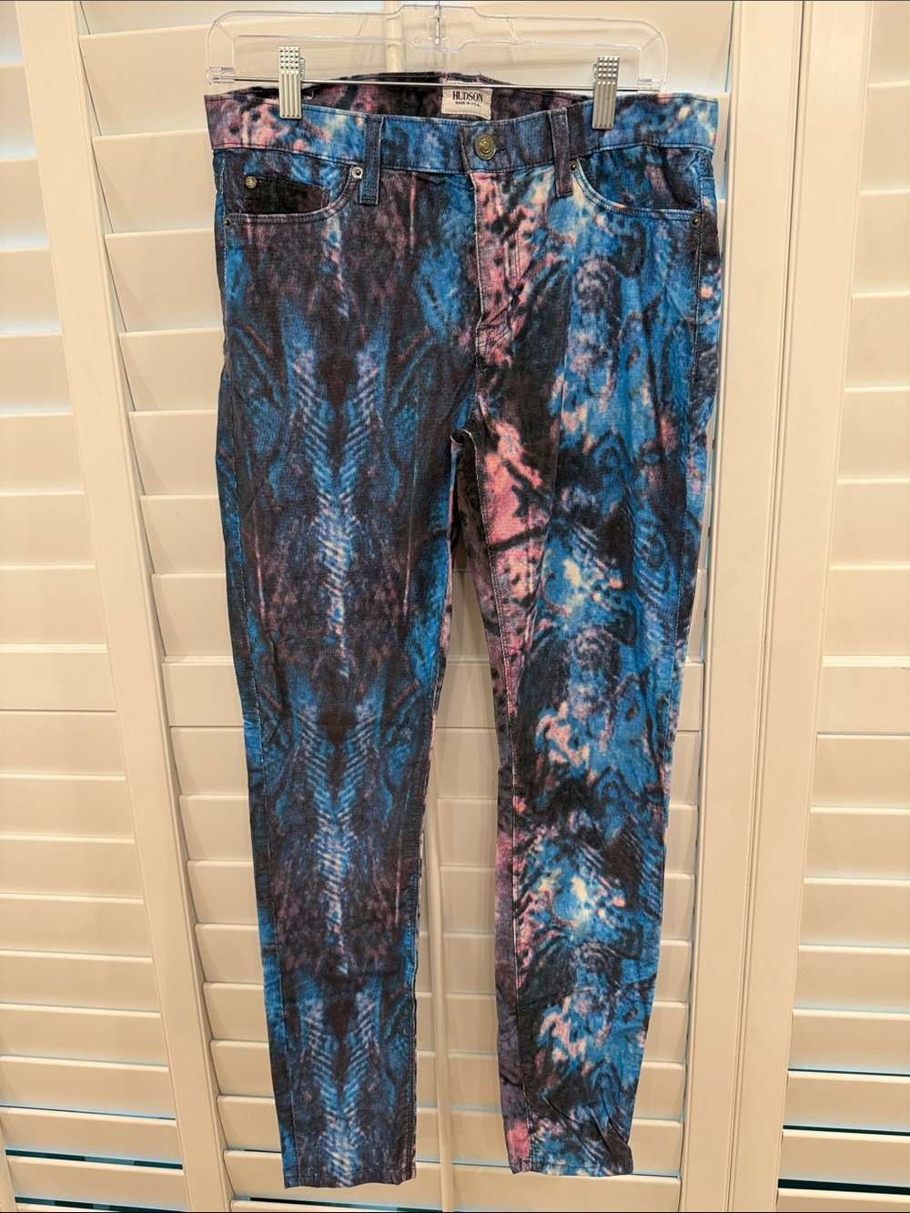 Hudson Jeans Skinny Blue and Pink Tie-Dye Print